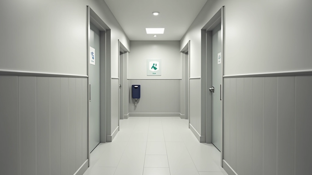Modern accessible public restroom facility with clear signage and wheelchair accessible entrance